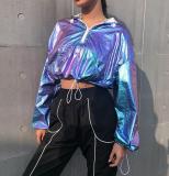 Sparkling Colorful Long Sleeves Crop Tops LQ3524W10