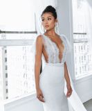 Sexy deep V lace dress with split fishtail dress ZS0240