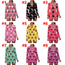 Womens casual pattern printing long-sleeved shorts SDD9330