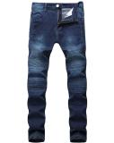 Locomotive personality folds Slim pants high elastic jeans TX693-1