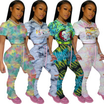 Printed hole casual sports suit straps MY9629