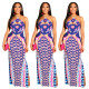 New Arrival Split Printing Halter Neck Maxi Dresses Q230