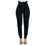 Trendy Elastic Solid Color High Waist Skinny Pants XY1857