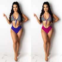 Sexy Digital Print Lace Up Swimsuit FX38