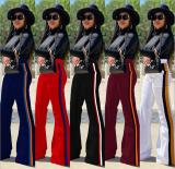 Fashion Multicolor Stitching Flared Trousers D368