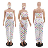 Fashionable casual new women's mask tube top three-piece suit FF1003