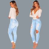 Stretch ripped ripped jeans pants WY6248