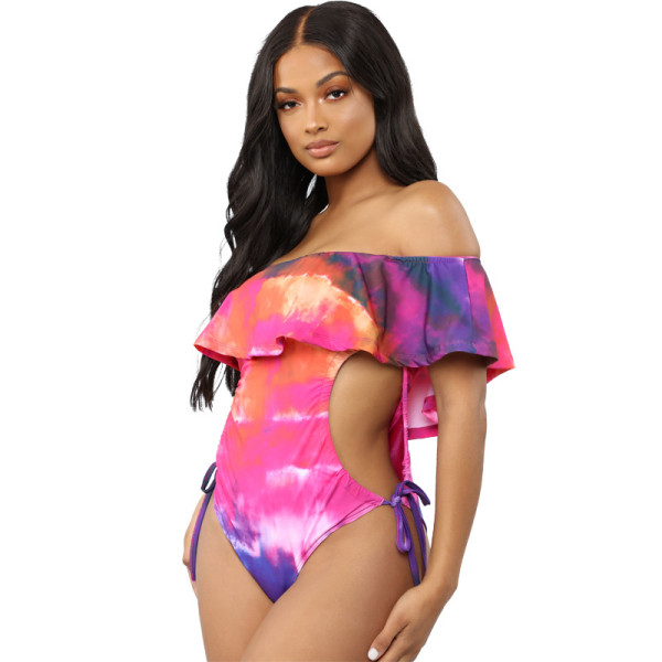 Strapless Colorful Print One Pieces Swimwear H1113