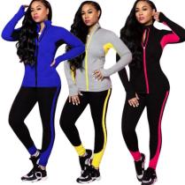 womens fashion casual suit color block stitching sports style two-piece suit YMT6167