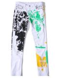 White Printed Jeans High-stretch cotton white casual trousers TXz001