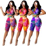 Digital printing ladies cardigan shorts fashion suit ZSC0294