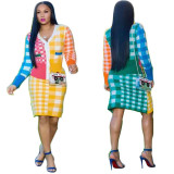 Wholesale Price Colorful Dress Sets 2pcs V Neck Tops Bodycon Skirt OEP6085