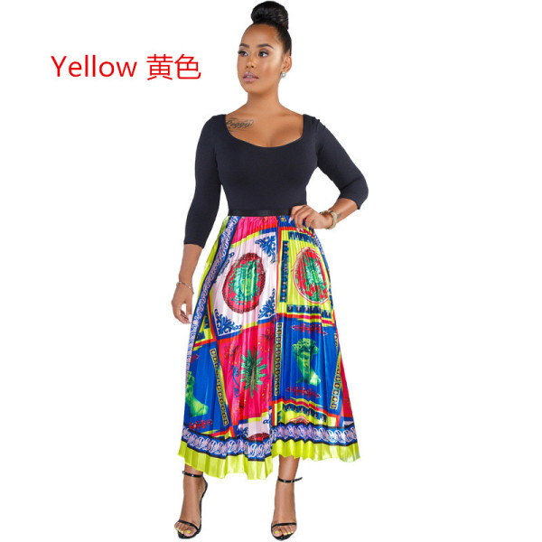 Wholesale Loose Printing Summer Pleated Skirt CCY8137