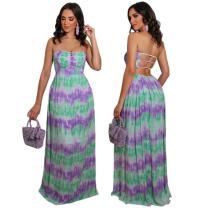 Bandeau tie tie-dye dress YZ1201