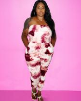 Color ink tie-dye jumpsuit plus size women's clothing, fat woman W866
