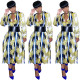 Long Sleeve Women Printed Button Down Leisure Dress FA7057