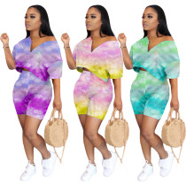 Sexy women's tie-dye strapless two-piece suit ZH5191