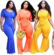 Skinny solid color wide-leg pants plus size women's overalls OSS20729