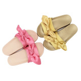 Bow slippers pink sandals silk casual sandals summer word slippers TY-1716