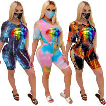 Tie-dye digital printing fashion casual summer two-piece suit AA5138