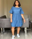 Plus Size Casual Loose Round Collar Knee Length Dress MTY6192
