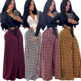 Stylish Bottoms 4 Colors Plaid Wide Leg Pants For Daily Wear MD285