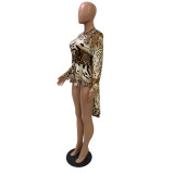 Long sleeve irregular leopard print blouse FM1242