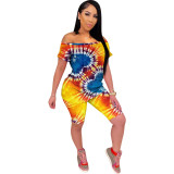 Women\'s tie-dye strapless casual two-piece suit KK8191