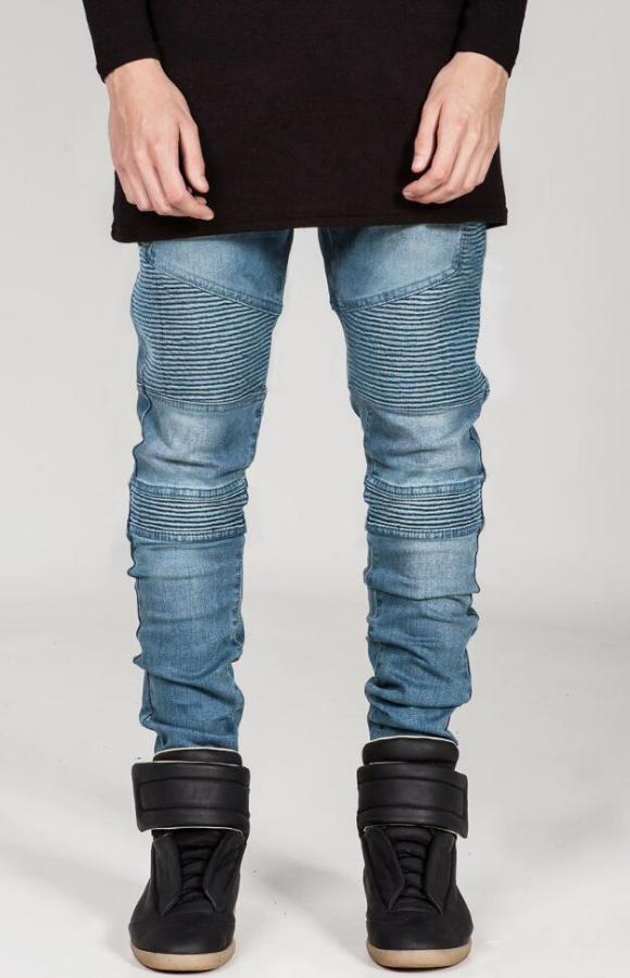 Locomotive personality folds Slim pants high elastic jeans TX999
