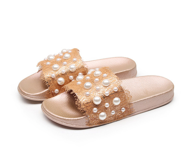 Craft sandals with pearl lace sandals QF661