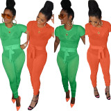 Sexy mesh neon jumpsuit casual pants DN8215