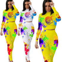 Sexy tie-dye long sleeve two-piece suit YH5185