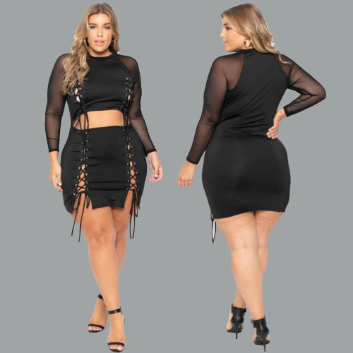 Perspective tight-fitting sexy short dress straps plus size women's suits OSS20528