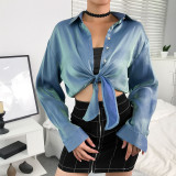 Bright silk zipper, navel waist, thin sweater, lace shirt HT7030W07
