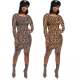 Latest Leopard Print Nightclub O Neck Dress With Tassel FA7075
