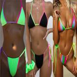 Split swimsuit new candy color bikini hot sale stitching hanging neck bikini CS1980 楚双