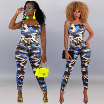 Slim Fitting Fashion Summer Condole Belt Camouflage Jumpsuit MA6320