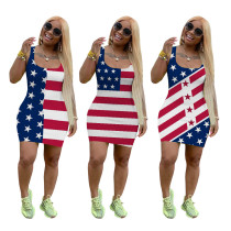 American Independence Day National Day Flag Printed Dress MD324