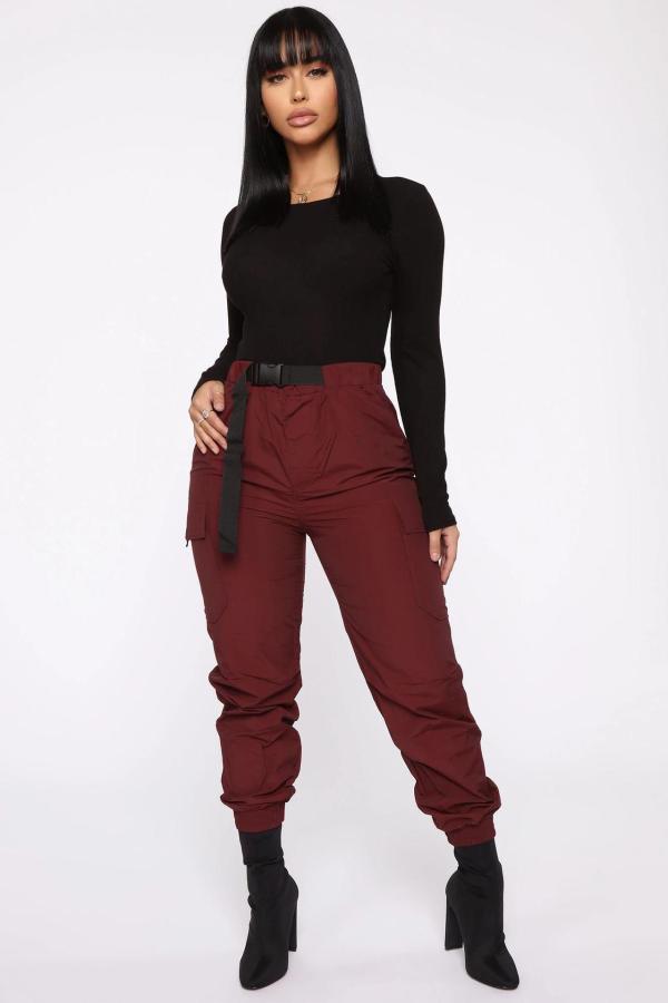 Hot Sell Solid Color Leisure Elastic Waist Cargo Pants With Belt SN3721