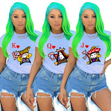 Print out the short-sleeved top cartoon R6300