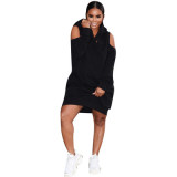 Newest Cold-Shoulder Hooded Dress For Daily Wear DN8164