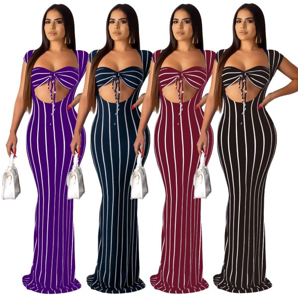 Sexy Hot Fashion Stripe Printed Dress SMR9340