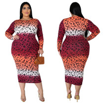 Fat lady Womens plus size long multicolor gradient dress SJ3307