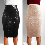Fashion Solid Sequins Bodycon Midi Dress With Lining K8699