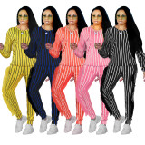Women's Leisurewear Latest 5 Colors Stripe Print Ruffled Outfits NK085