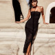 Slinged collar pleated split dress Slim sexy mesh nightclub dress FD8019