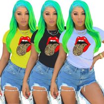 Colorful lips short sleeve T-shirt LM8151