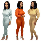 Ladies Sweater Trendy 2 Pieces Pure Color Slim Long Suits MA6270