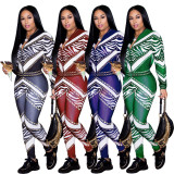 Euramerican Ladies Printing Tight Long Sleeves Sport Outfits A8447