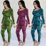 Long Sleeves Tight Camouflage Jumpsuit For Wholesale ALS135